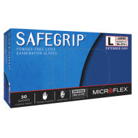SafeGrip SG-375 Examination Gloves, Large, Natural Rubber Latex, Blue 748-SG-375-L