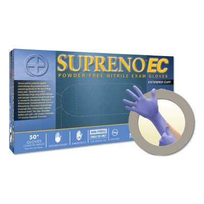 Supreno EC SEC-375 Nitrile Disposable Gloves, 5.5 mil Palm, 8.3 mil Fingers, 2X-Large, Violet Blue 748-SEC-375-XXL