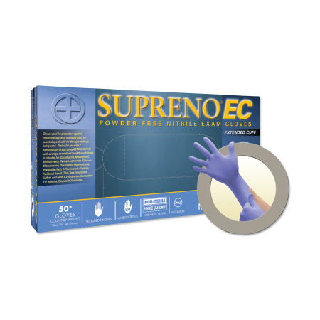 Supreno EC SEC-375 Nitrile Disposable Gloves, 5.5 mil Palm, 8.3 mil Fingers, 3X-Large, Violet Blue 748-SEC-375-3XL