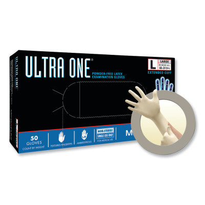 Ultra One UL-315 Latex Disposable Gloves, 9.8 mil, X-Large, Natural, Extended Cuff 748-UL-315-XL