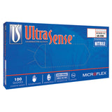 UltraSense US-220 Nitrile Disposable Gloves, Finger -11 mm; Palm -8 mm, X-Large, Blue 748-US-220-XL