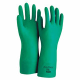 37-175 Nitrile Gloves, Gauntlet Cuff, Cotton Flock Lined, Size 9, Green, 17 mil 012-37-175-9