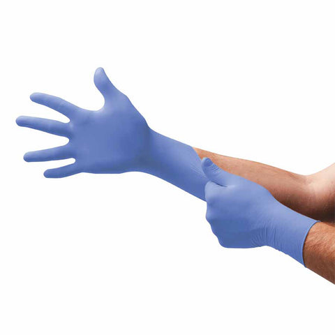 92-675 Nitrile Powder-Free Disposable Gloves, Textured Fingers, 4.3 mil Palm/5.5 mil Fingers, Large, Blue 012-92-675-L