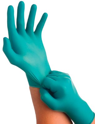 92-600 Nitrile Powder-Free Disposable Gloves, Smooth, 4.9 mil Palm/5.5 mil Fingers, Small, Green 012-92-600-6.5-7