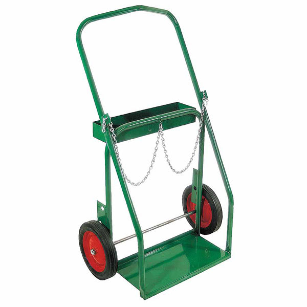 Low-Rail Frame Dual-Cylinder Cart, 26 in OD W x 42 in H, 10 in dia x 1.75 in W Solid Rubber (BB), Incl Safety Chain 021-4-10