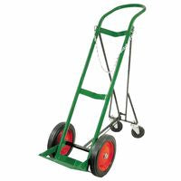 H/T Size Cylinder Cart, Sngl, 15 in W x 46 in H x 15 in D, 10 in dia x 1.75 in W Wheels, 2-Casters, Retractable Rear Assy 021-6114