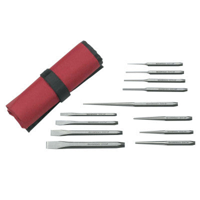 Punch and Chisel Sets, 12 Pc, 1/4 in - 5/8 in, Carrying Pouch 329-82305