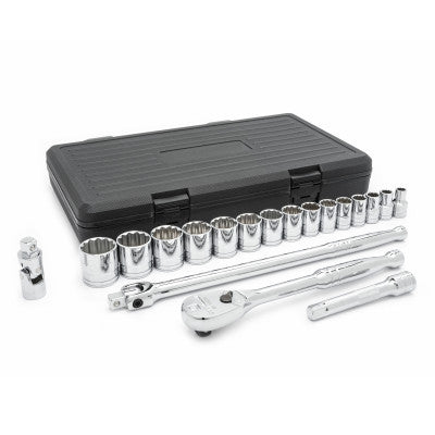 19 Pc. 12 Point Standard SAE Mechanics Tool Sets, 1/2 in Dr 329-80792