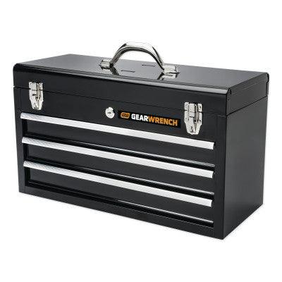 20 in Steel Tool Box, 3 Drawers, 2040 in?, Black/Silver 329-83151