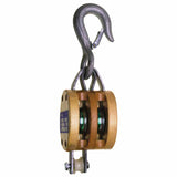 Manila Rope Regular Wood Shell Blocks, 2 Wheels, 1400lb, 1/2" Cable, Swivel Hook 193-7206934