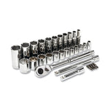 30-Pc 3/8 in Drive 6 and 12 Point SAE Mechanics Tool Set, SAE 192-CSWS8C