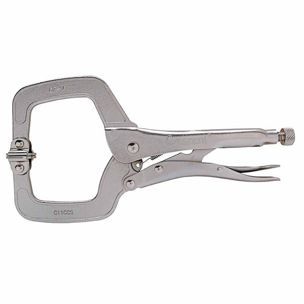 Locking C-Clamp, Swivel Pads, Locking Grip, 11 in Long 181-C11CCSVN