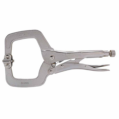 Locking C-Clamp, Swivel Pads, Locking Grip, 11 in Long 181-C11CCSVN