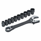 Pass-Thru X6 Black Oxide Adjustable Wrench and Spline Socket Set, 11 PC 181-CPTAW8