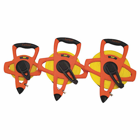 Hi-Viz Orange Reel Fiberglass Tapes, 1/2 in x 100 ft, SAE, Orange, 1/10 in Grad 182-FE100D