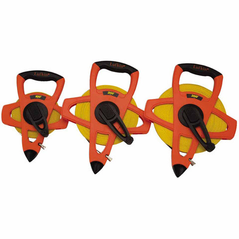 Hi-Viz Orange Reel Fiberglass Tapes, 1/2 in x 150 ft, SAE, Orange, 1/8 in Grad 182-FE150
