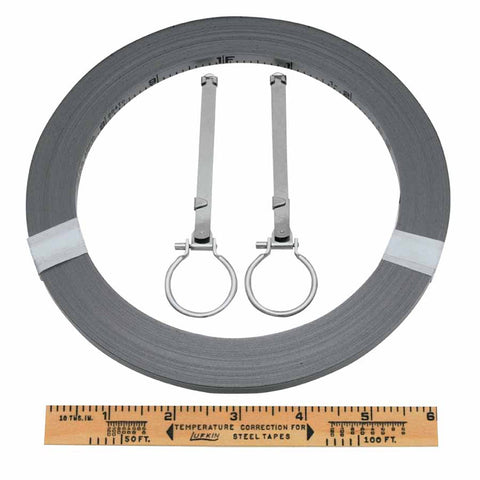 Peerless Surveying Tapes, 1/4 in x 200 ft, Inch/Engineers, Chrome, Open Reel 182-C1278DN