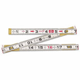 Red End Flat Reading Folding Wood Rule, 6 ft L, Wood, SAE 182-066FN