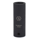 Impact Socket, 1/2 in Drive Size, 3/4 in Opening Size, 6-point, Deep Length 329-84552N