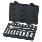 21 Piece Surface Drive Socket Sets With 84 Tooth Ratchet, 3/8 in, 6 & 12 Point 329-80557