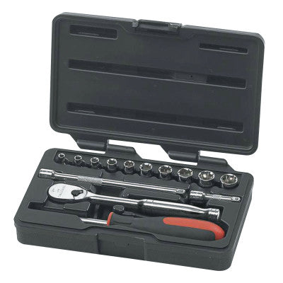 14 Piece Surface Drive Socket Sets With 84 Tooth Ratchet, 1/4 in, Metric 329-80326