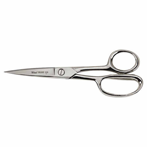 Inlaid Industrial Shears with Enlarged Lower Ring, 8.125 in OAL, Silver, Sharp 186-1DSN
