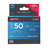 T50 Type Staple, #504, 1/4 in L x 3/8 in W, 1,250/PK 091-50424