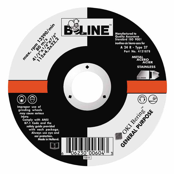 Depressed Center Combo Wheel, 4-1/2 in dia, 1/8 in Thick, 7/8 in Arbor, 30 Grit, Aluminum Oxide 903-4121878
