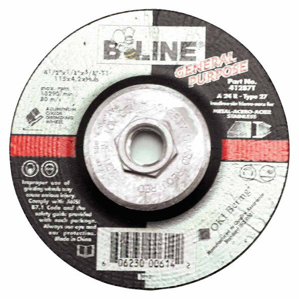 Depressed Center Combo Wheel, 4-1/2 in dia, 1/8 in Thick, 5/8 in-11 Arbor, 30 Grit, Aluminum Oxide 903-41287T