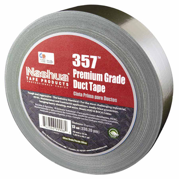 Premium Duct Tapes, 2 in x 60 yd x 13 mm, Olive Drab 573-1086156