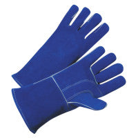 7344 Leather Welding Gloves, Leather, Large, Blue, 4 in cuff, Cotton Lining 902-3030