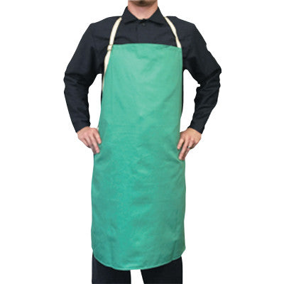 Flame-Retardant Cotton Sateen Bib Aprons with Leather Protective Patch, 24 in x 36 in, Visual Green 902-CA-600