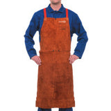 Premium Side Split Cowhide Leather Bib Apron, 24 in W, 36 in L, Lava Brown 902-400