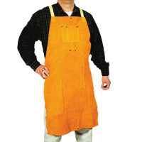 Select Split Cowhide Leather Bib Apron, 24 in W x 36 in L, Golden Brown 902-Q-5