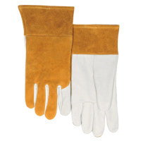 115-TIG Split Cowhide/Goatskin Palm Welding Gloves, Large, Buck Tan/White 902-115TIG-L
