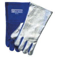 Split Cowhide Front Welding Gloves, Aluminized Back, Large, Blue Front 902-42AL