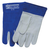 TIG Welding Gloves, Capeskin/Split Cowhide, Large, Blue/White 902-70TIG
