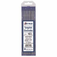 E3 Tungsten Electrode, 3/32 in x 7 in, 10 PK 900-3327GE3