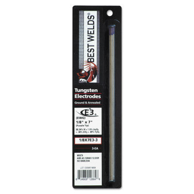 E3 Tungsten Electrode, 1/8 in x 7 in, 3 PK 900-18-7E3-3