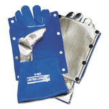 Welding Gloves, Split Cowhide, Full Sock Lining, Large, Blue, Glove w/ Back Pad 902-4200AL