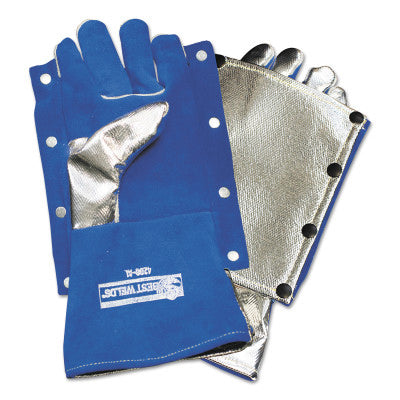 Welding Gloves, Split Cowhide, Full Sock Lining, Large, Blue, Glove w/ Back Pad 902-4200AL