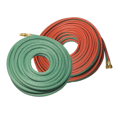 Grade T Single-Line Welding Hose, 3/8 in, 100 ft, BB Fittings, Fuel Gases, Red 907-T3/8X1-RED-100-BB