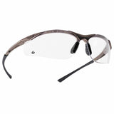 CONTOUR Safety Glasses, Clear Polycarbonate Lens, Anti-Fog/Anti-Scratch, Bronze Nylon/Rubber Frame 286-40044