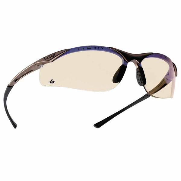CONTOUR Safety Glasses, Copper Flash Brown Polycarbonate Lens, Anti-Scratch, Gray/Black Nylon/Rubber Frame 286-40047