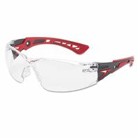 Rush+ Series Safety Glasses, Clear Lens, Anti-Fog/Anti-Scratch, Gray/Red Temple 286-41080