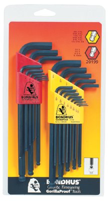 Balldriver L-Wrench Combination Set, 22 per pack, Hex Ball Tip, Inch/Metric 116-20199