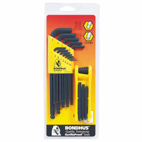 Balldriver L-Wrench and Fold-Up Set Combinations, 22 pieces, Hex Ball Tip, Inch 116-14189