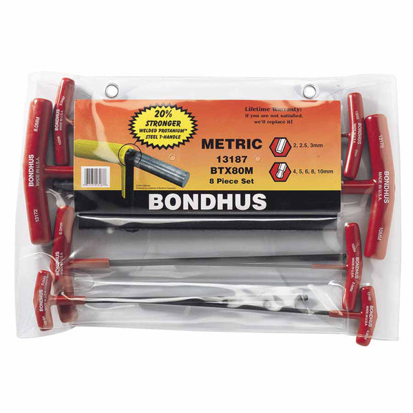Balldriver T-Handle Hex Key Sets, 8 per pack, Hex Ball Tip, Metric 116-13187