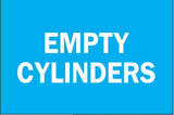Chemical & Hazardous Material Signs, Empty Cylinders, Plastic, Blue/White 262-25745