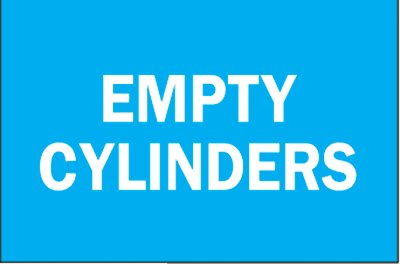 Chemical & Hazardous Material Signs, Empty Cylinders, Plastic, Blue/White 262-25745